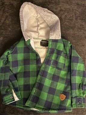 Buffalo David Bitton Green & Navy Plaid Hooded Button-Down Shirt